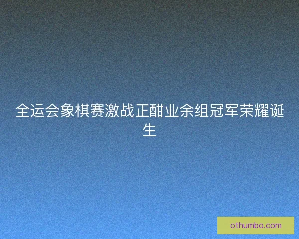 全运会象棋赛激战正酣业余组冠军荣耀诞生